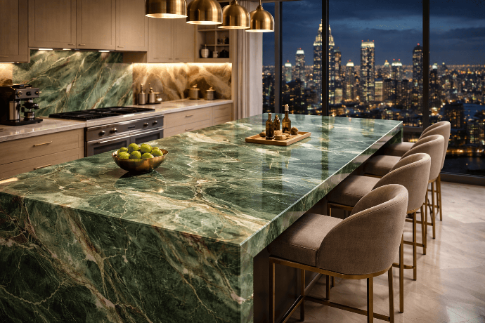 Green natural stone countertop