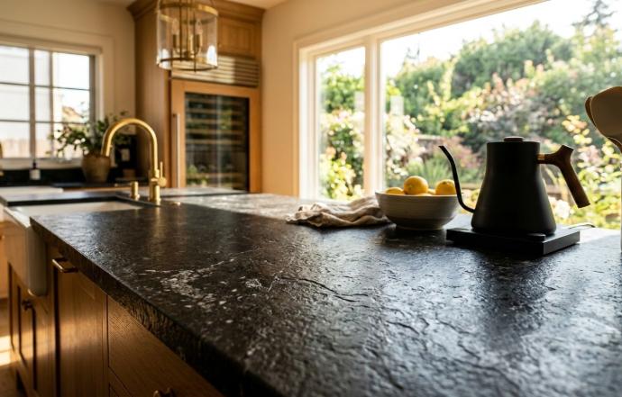 Absolute black flame granite countertop