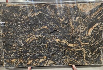 Black amber granite slab