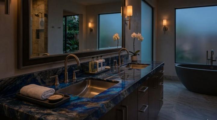 2cm blue bathroom countertop
