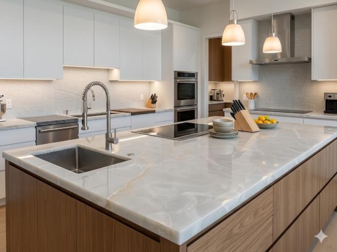 White onyx kitchen countertop
