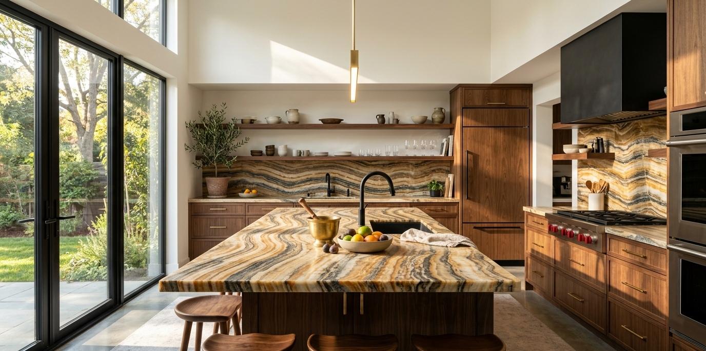 Leathered onyx natural stone slab surface