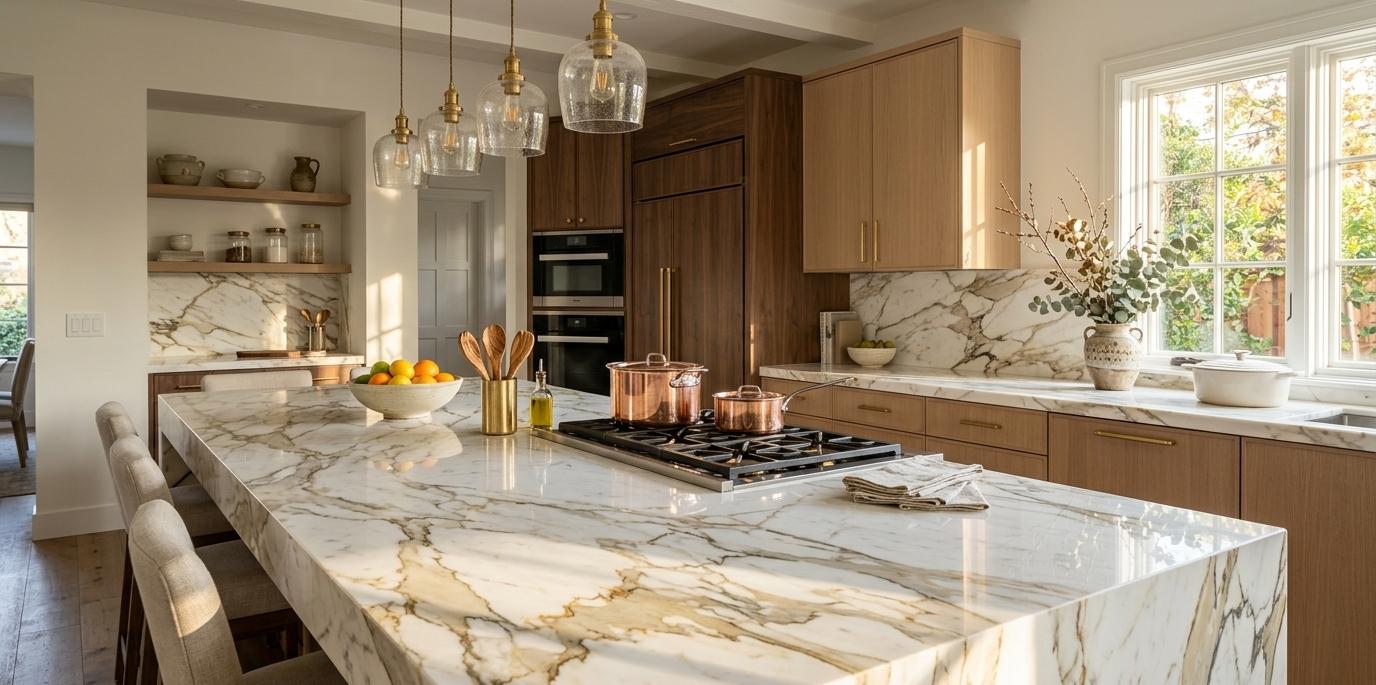 Calacatta Oro Marble polished natural stone slab