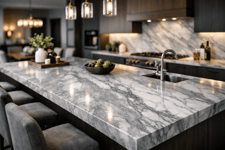 Gray marble countertop
