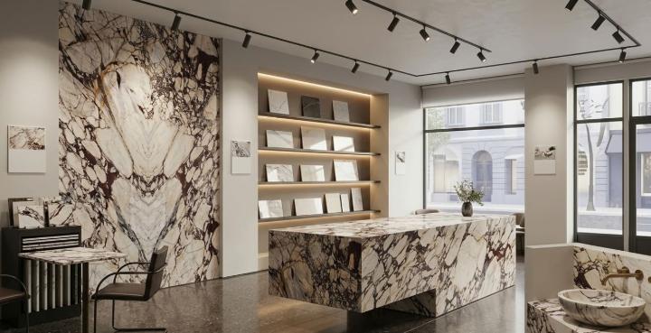 Modern calacatta viola marble showroom