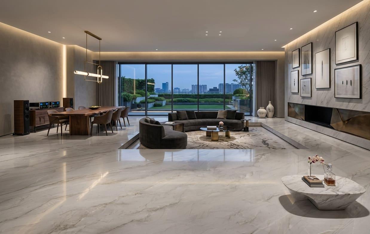 Mont Blanc quartzite luxury modern interior floor and wall