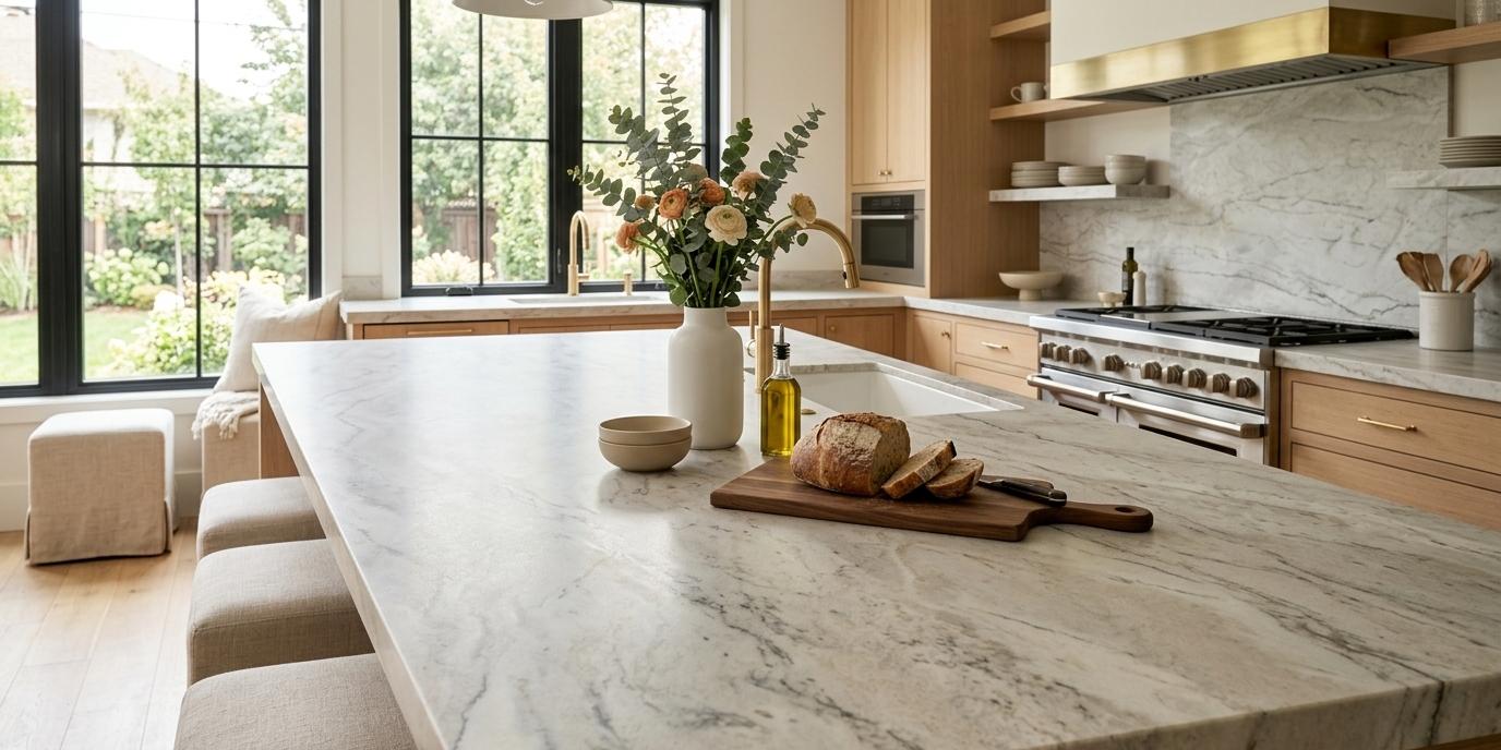 Close-up of Mont Blanc Quartzite Honed slab