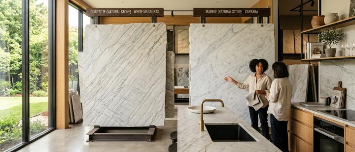 Quartzite vs marble natural-stone slabs comparison