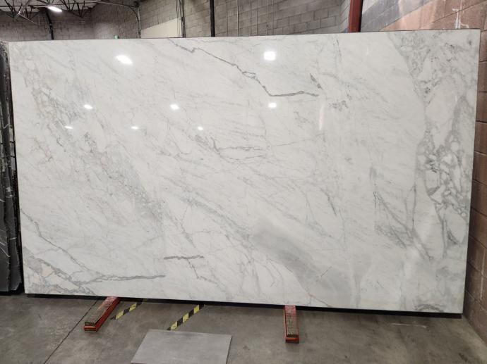 Calacatta Splendor marble polished slab at Nova Tile and Stone showroom in Minden, NV