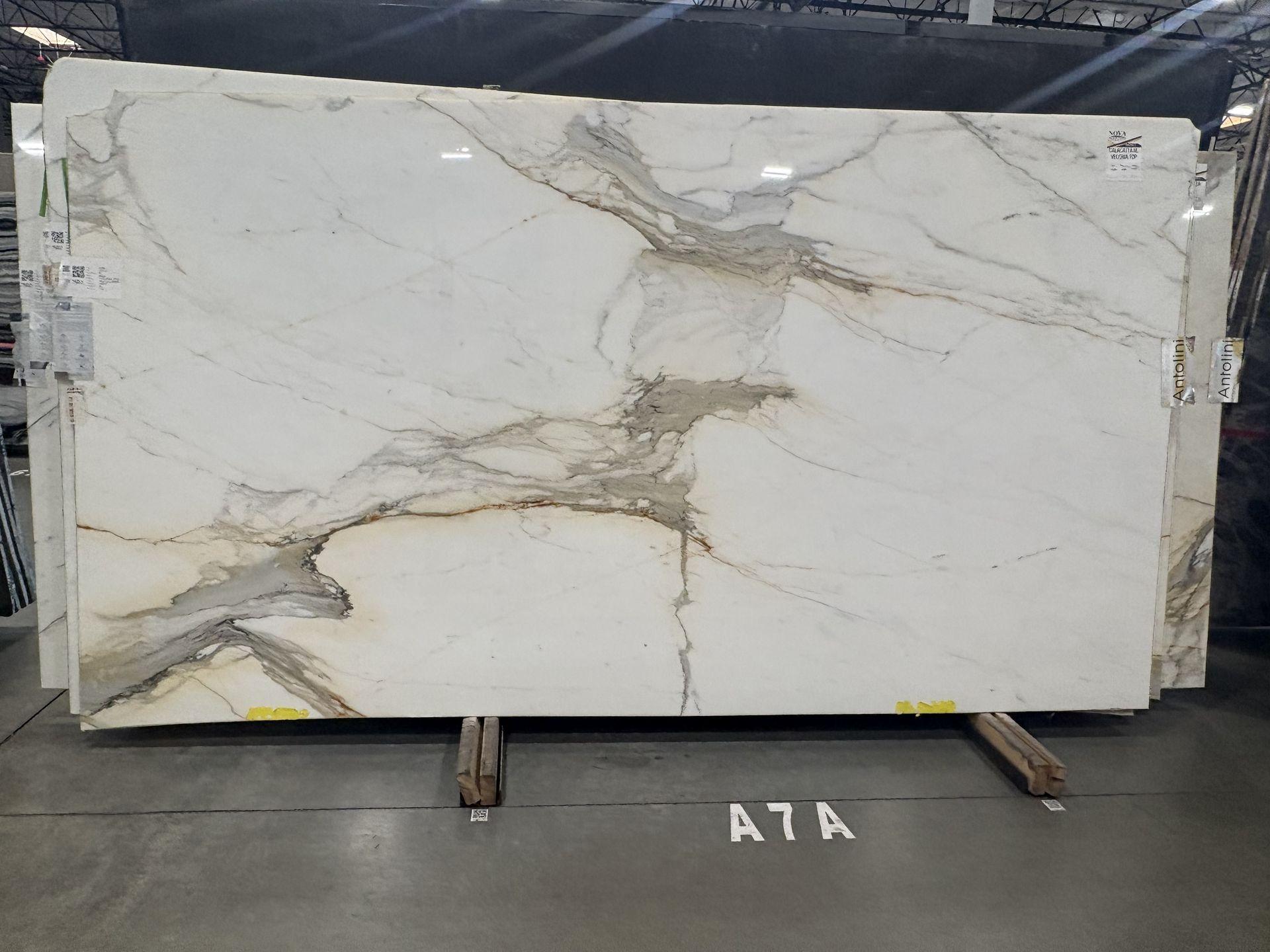 Calacatta Macchia Vecchia marble polished slab at Nova Tile and Stone showroom in Reno, NV