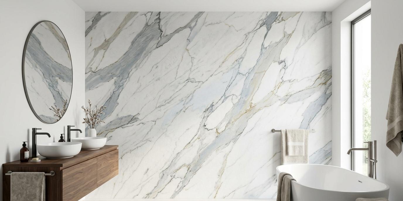 Leathered Mont Blanc quartzite bathroom wall