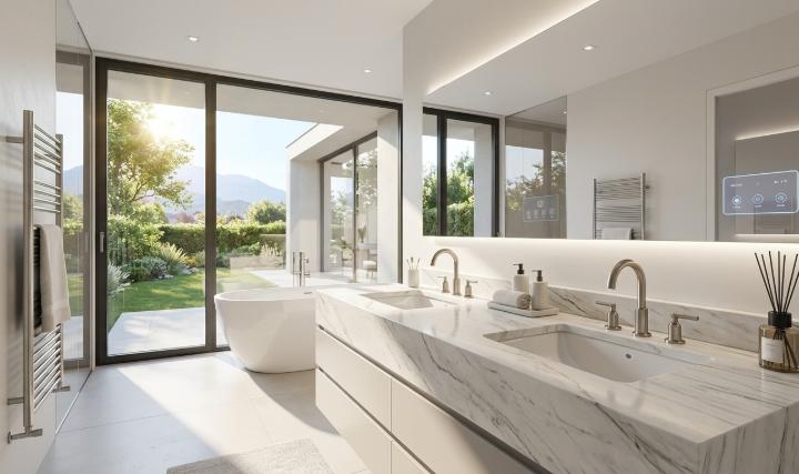 Mont Blanc quartzite bathroom vanity top