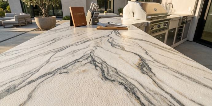 Close-up of leathered Mont Blanc quartzite