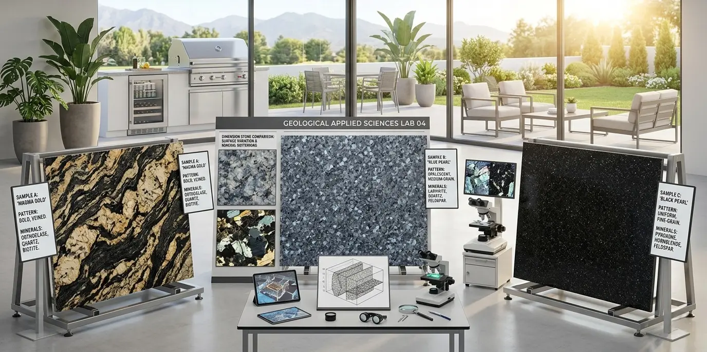 Granite slab comparison display