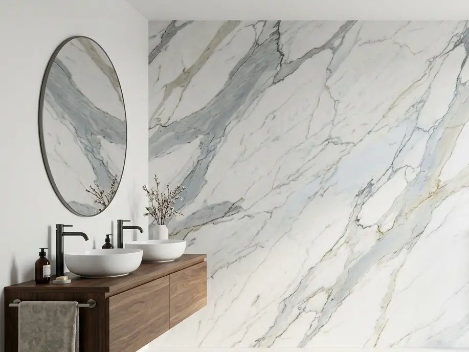 Mont Blanc quartzite slab detail showing natural texture and flowing linear pattern