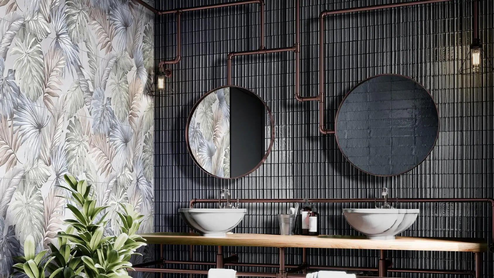 Vertical installation with Bristol 3x8 glossy porcelain subway tile