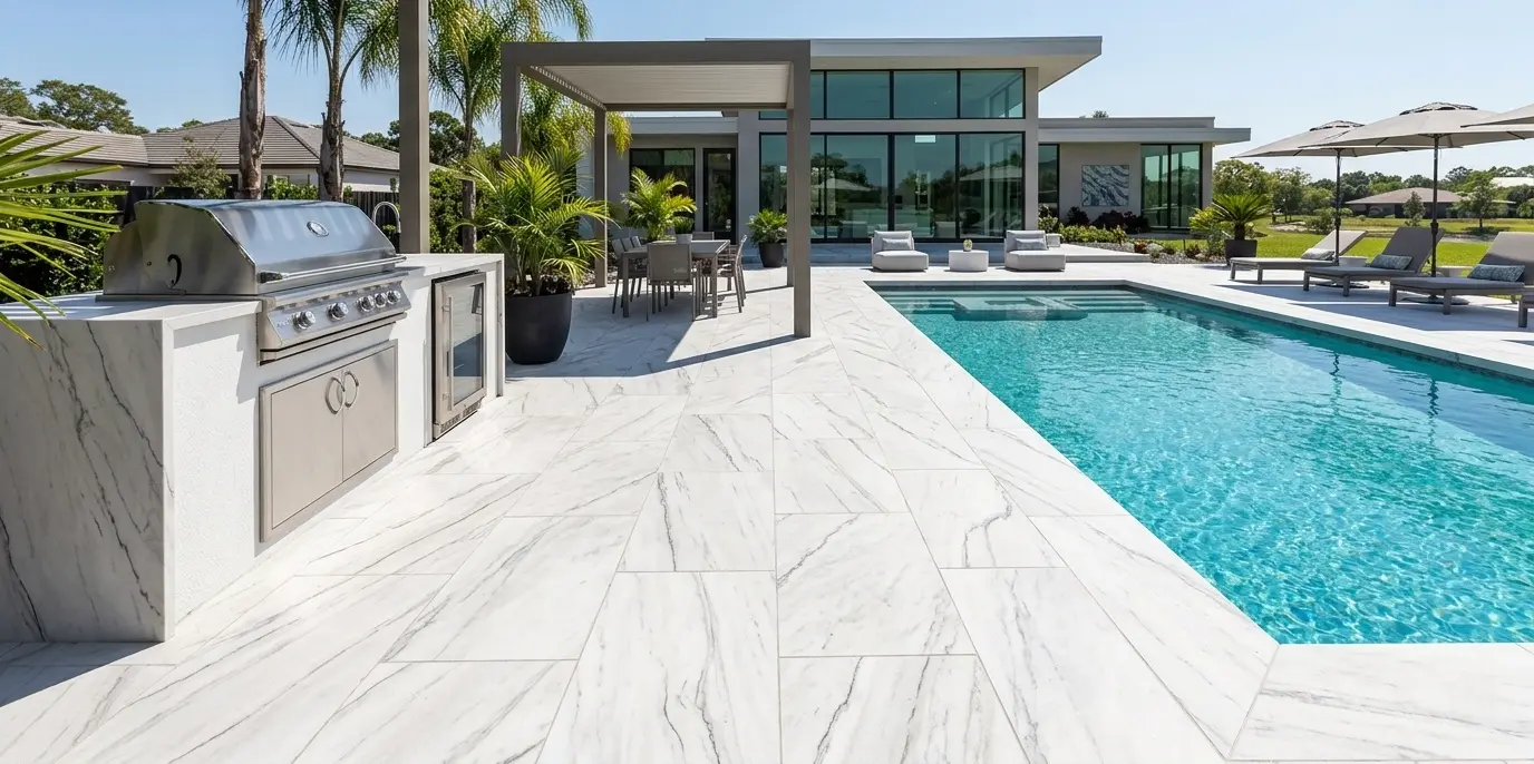 Zermatt quartzite outdoor flooring in honed finish