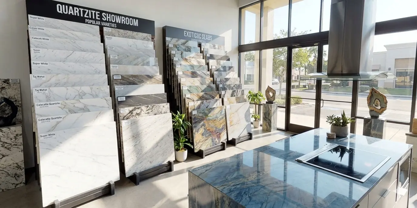 Quartzite slab showroom display