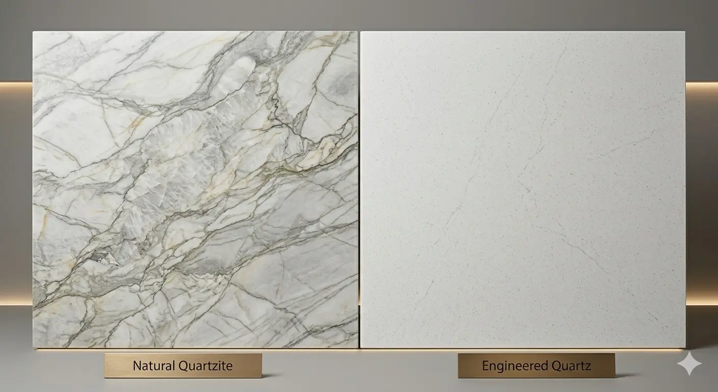 Natural and engineered quartzite comparison