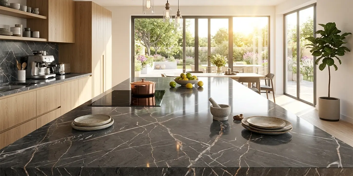 Polished graphite marble natural stone slab countertop