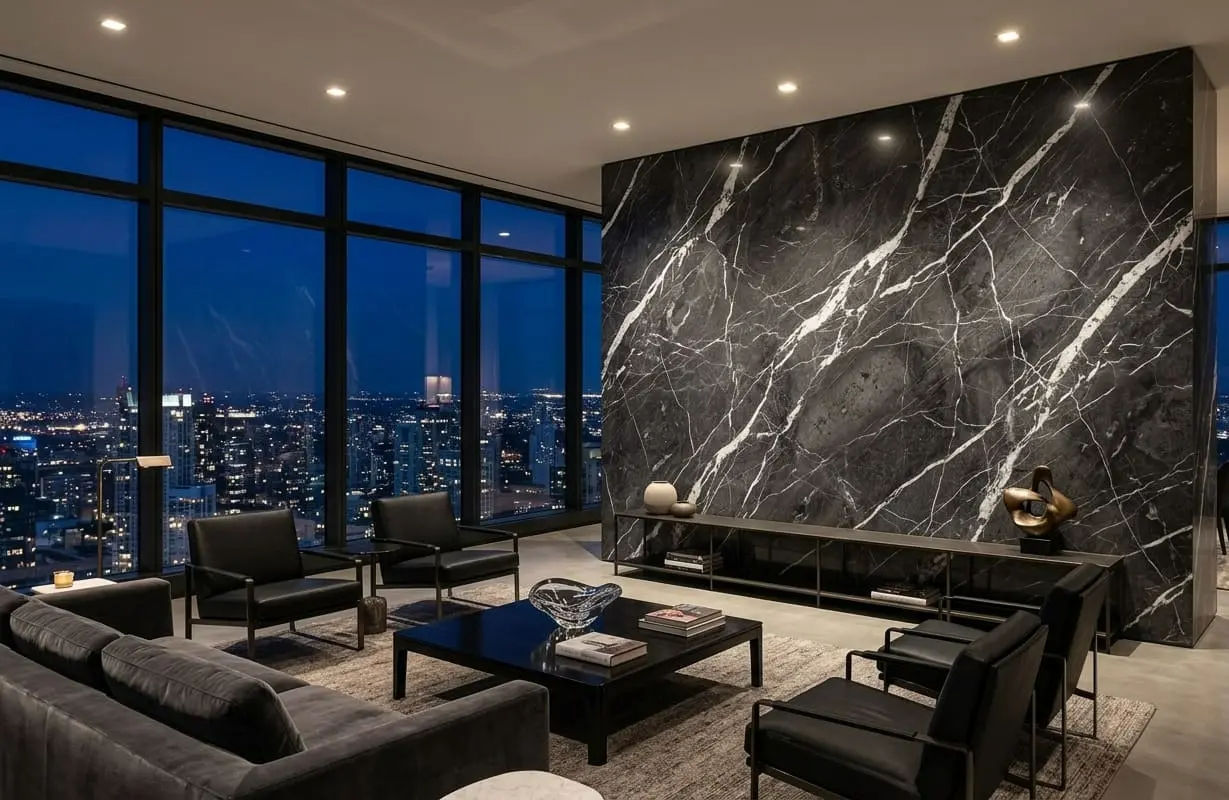 graphite marble interior wall living space