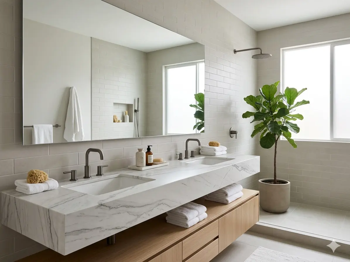 Zermatt quartzite in bathroom countertop vanity