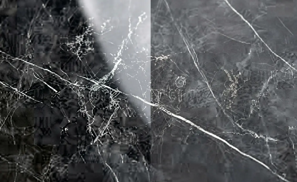 Silver Veined Graphite Marble slab close-up showing silver veining and polished honed finish