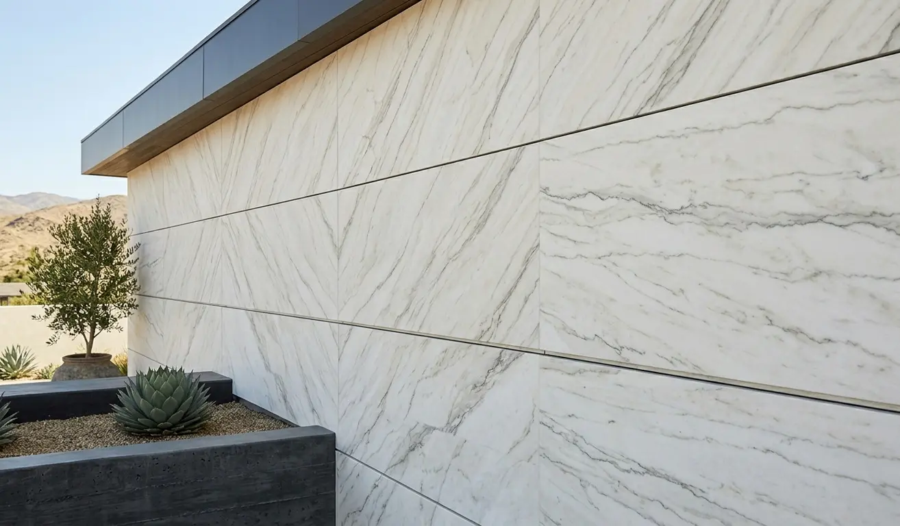 Quartzite Exterior Wall Stone in horizontal stack cladding layout on contemporary architecture