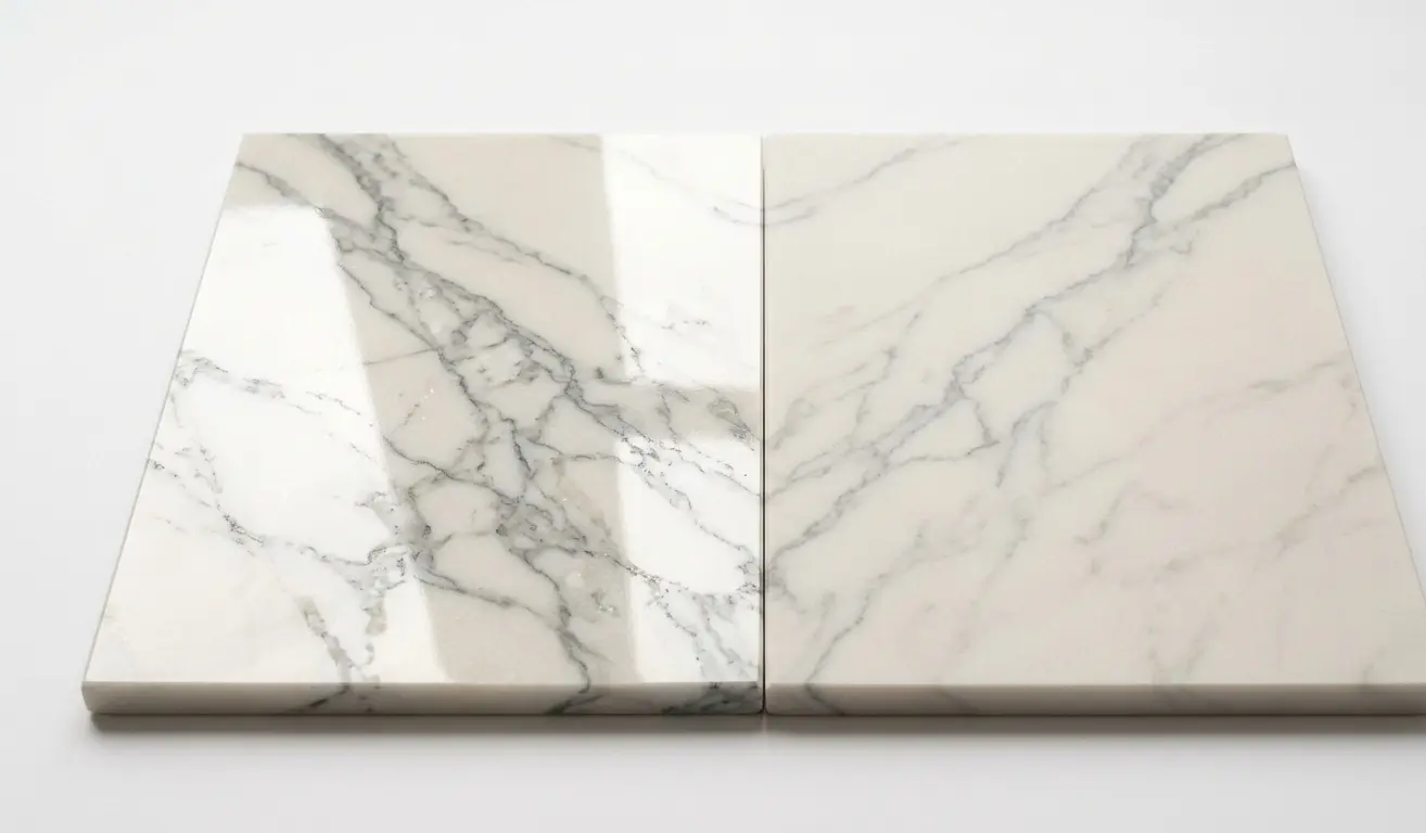Zermatt Quartzite Accent Wall polished and honed finish samples with natural stone veining visible