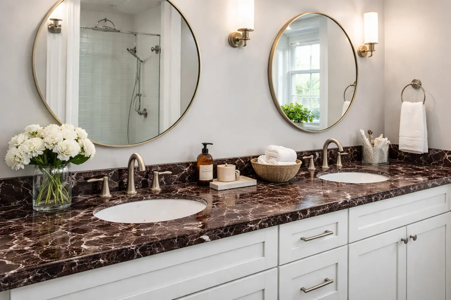 Red Marble Bathroom Countertop