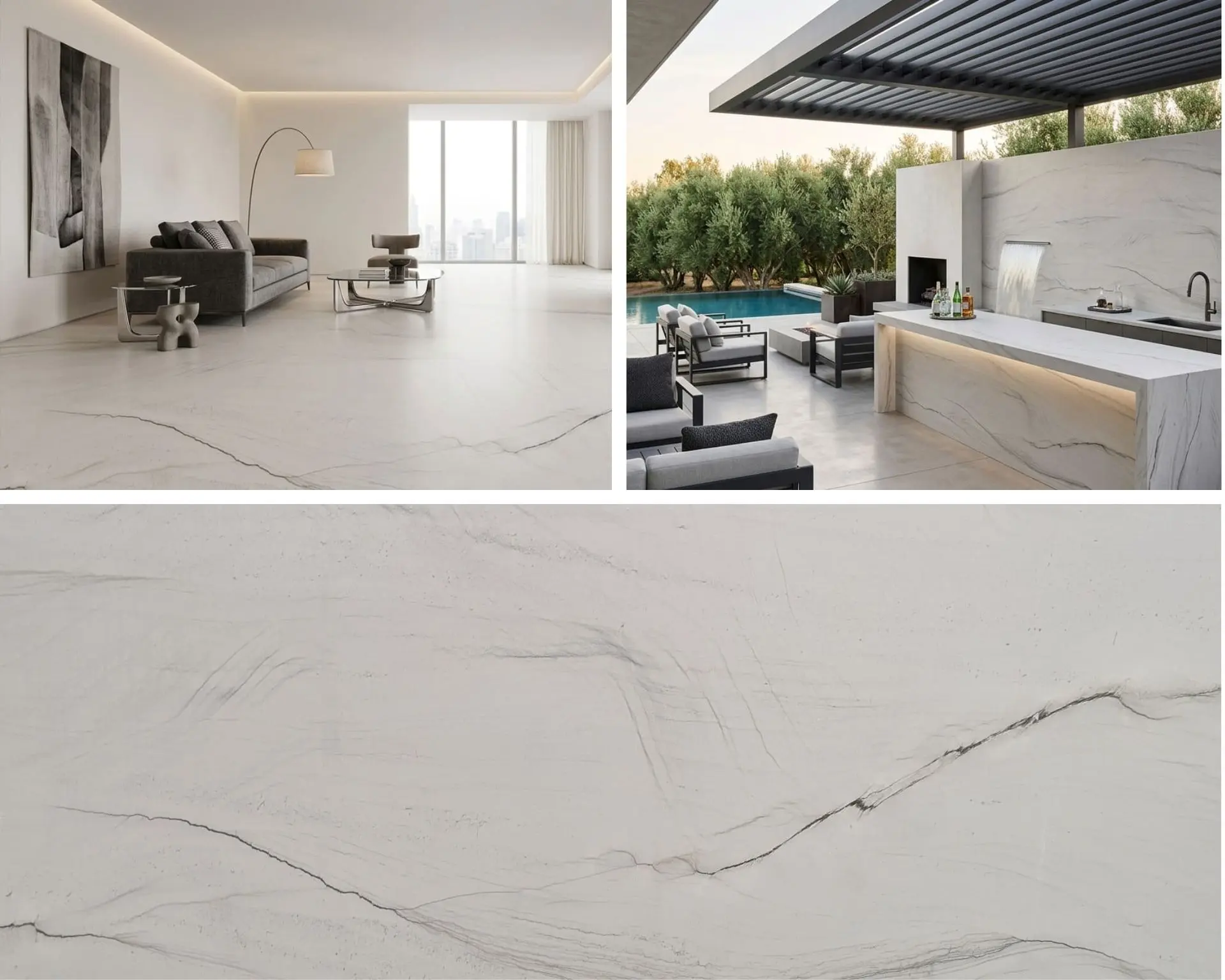 Quartzite, Mont Blanc slab at Nova Tile and Stone Fernley showroom