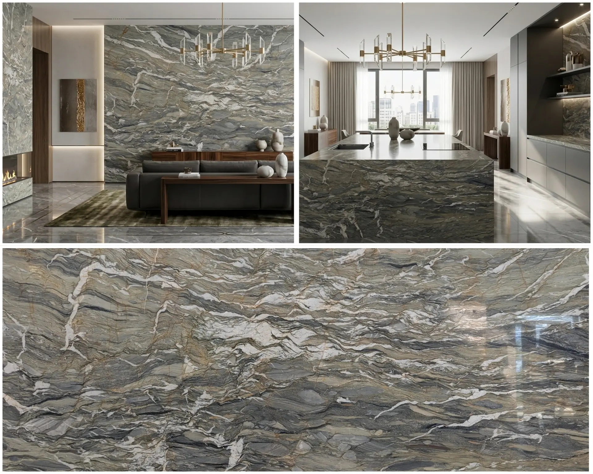 Quartzite, Fusion slab at Nova Tile and Stone Sacramento showroom