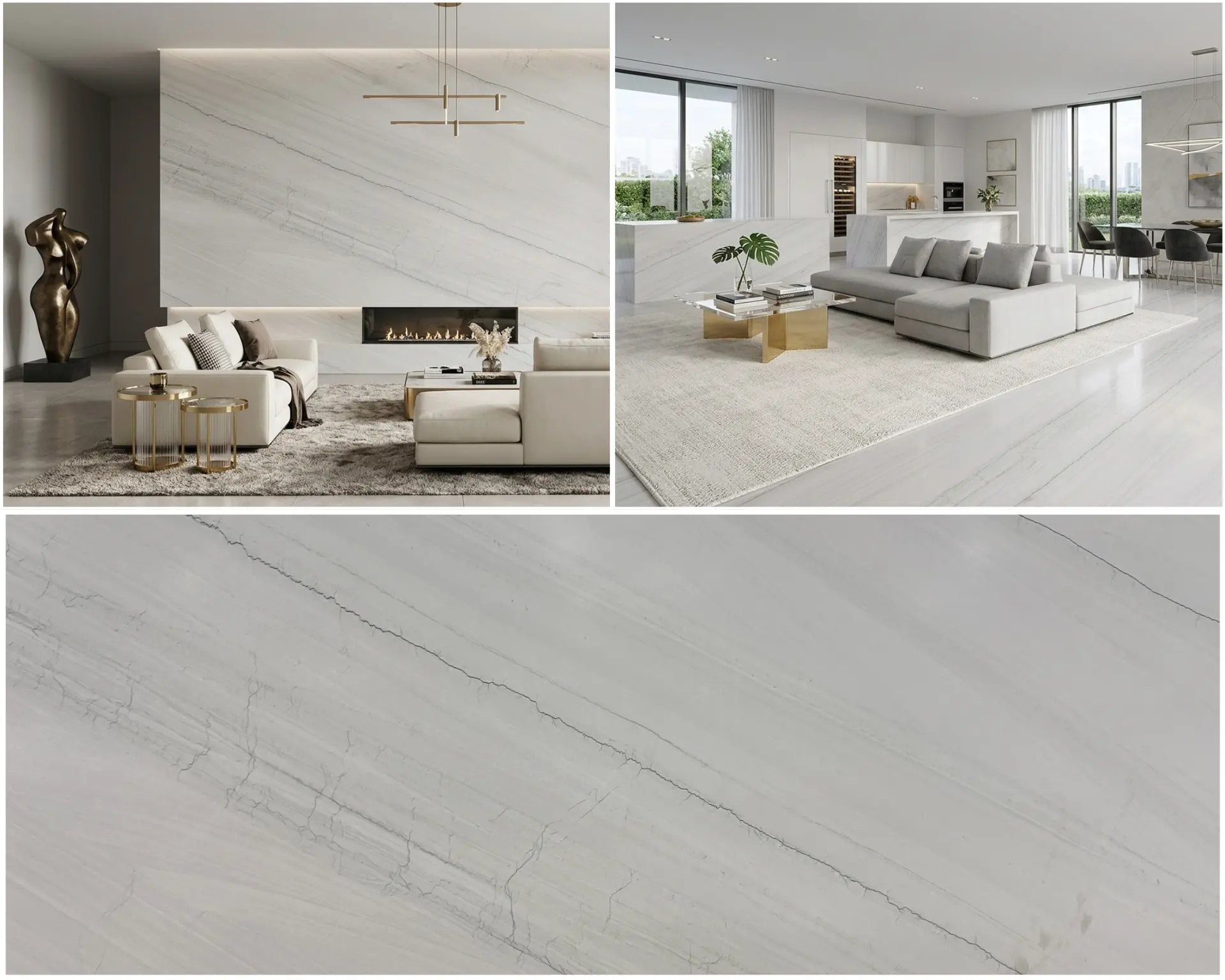 Quartzite, Sea Pearl slab at Nova Tile and Stone Sacramento showroom