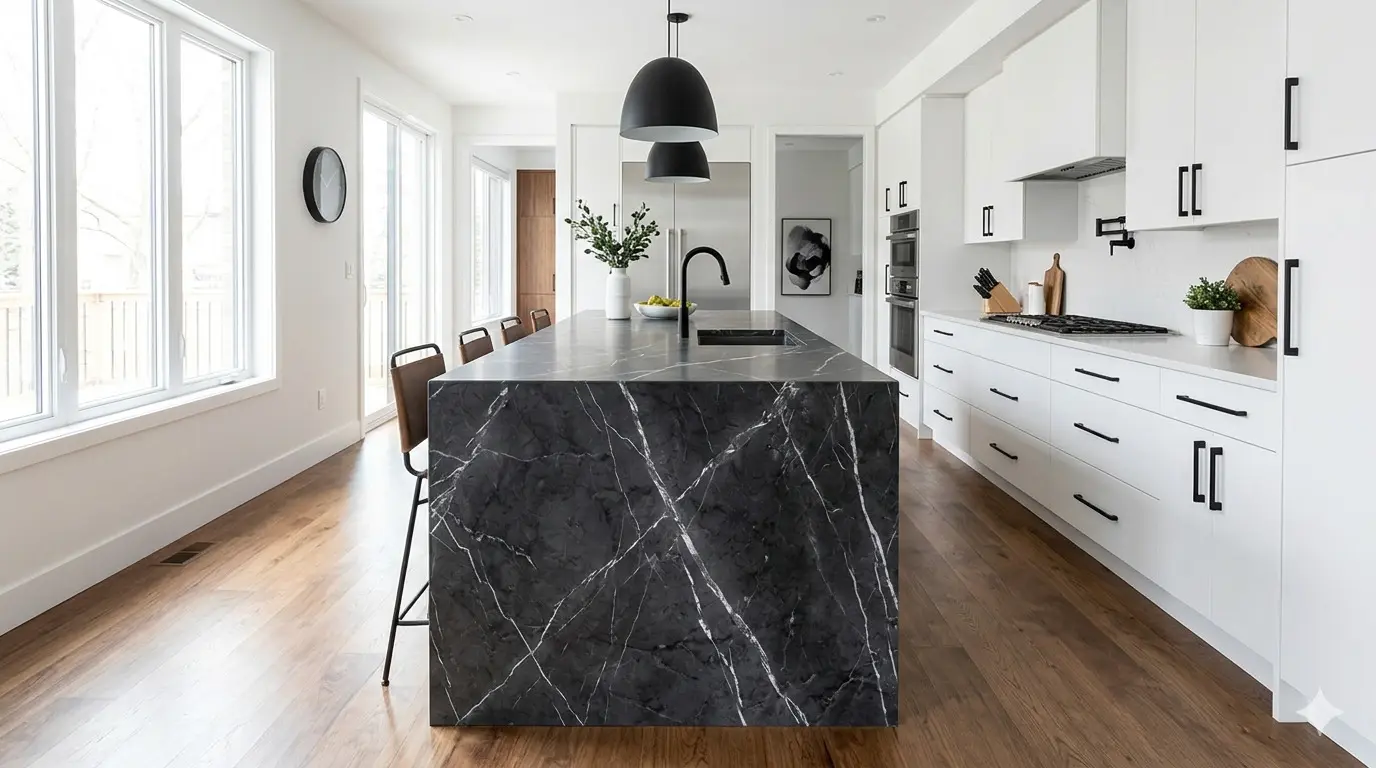 Charcoal graphite kitchen island
