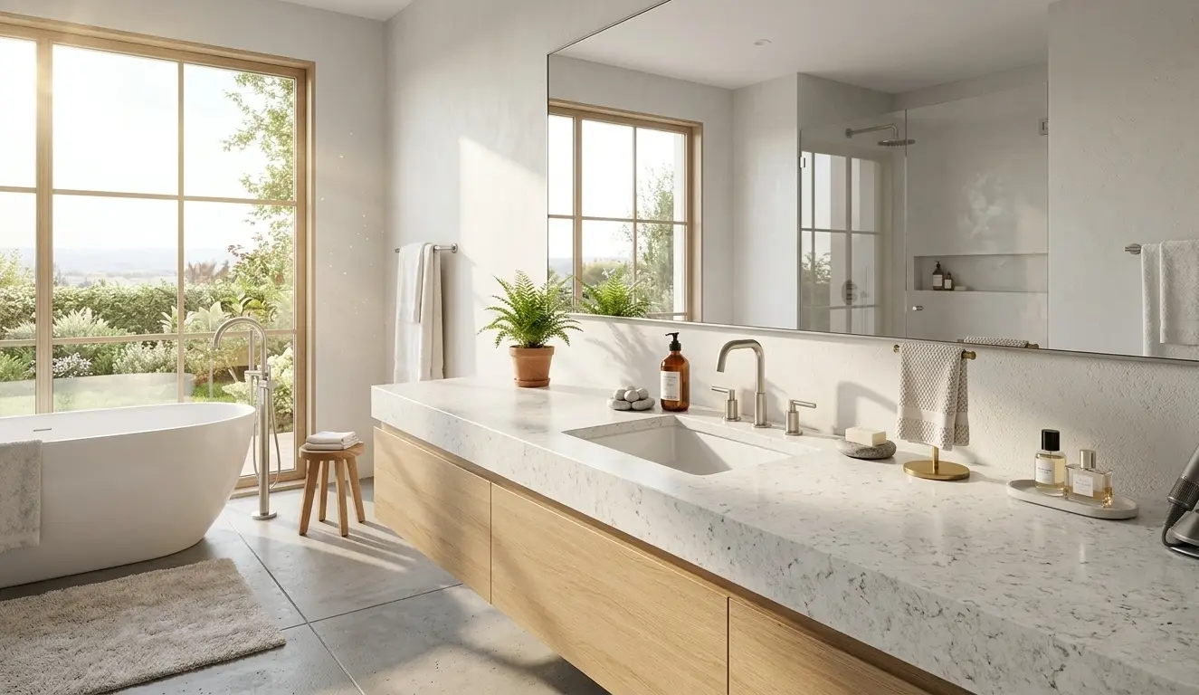 Arctic White Granite honed finish bathroom vanity top