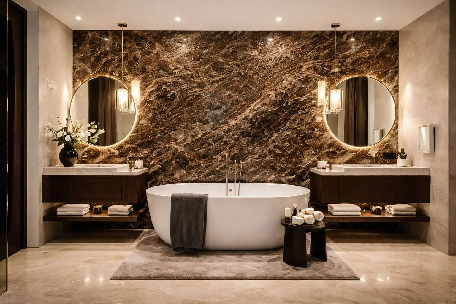 Coffee Brown Granite in Bathroom walls