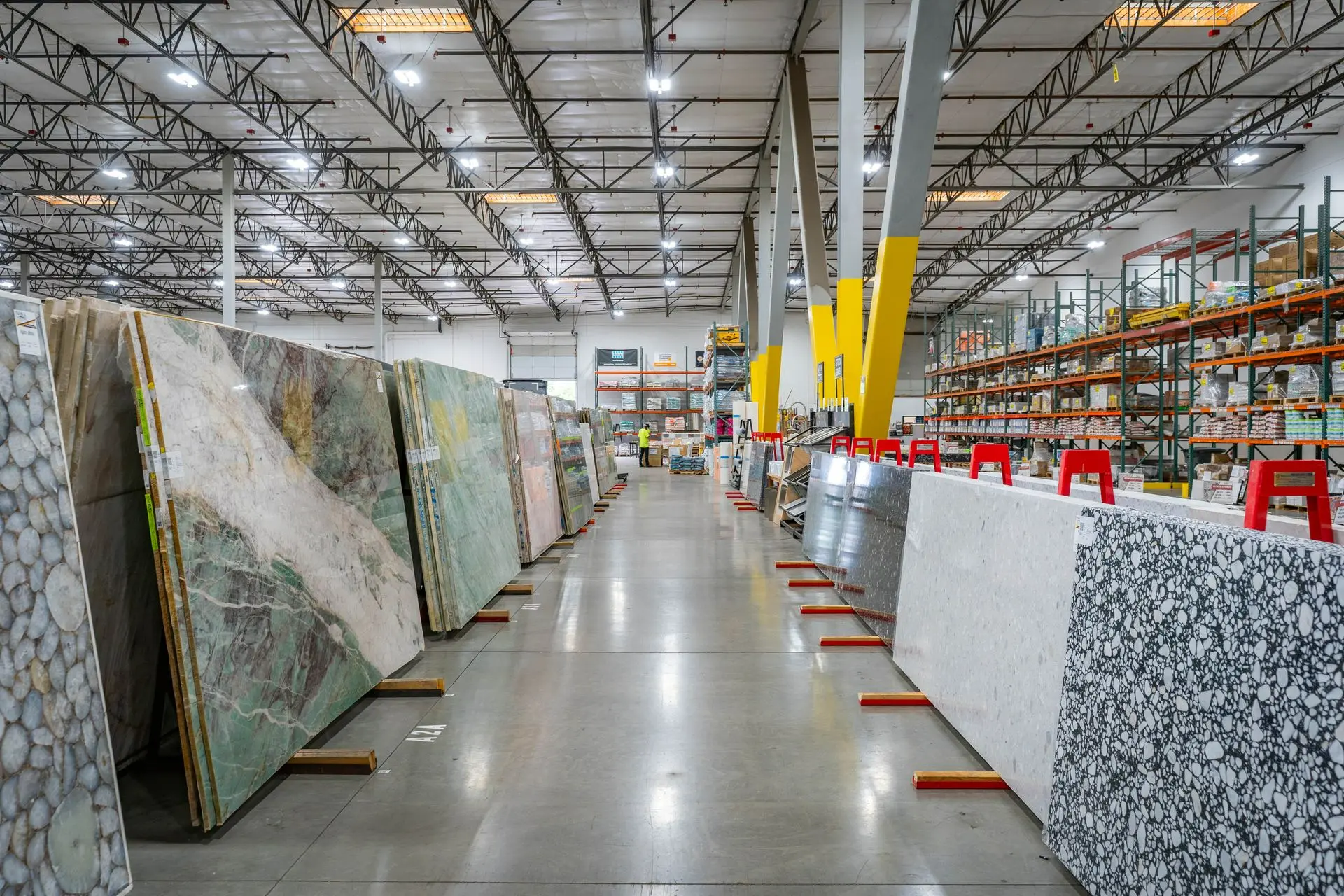 Slabs displayed at Nova Tile and Stone showroom