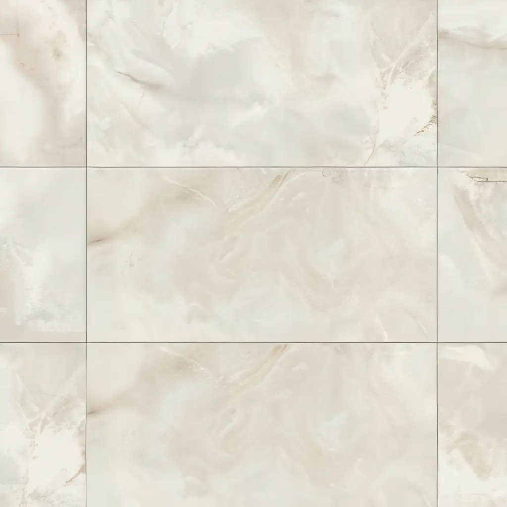 Onyx color tile in creamy white with beige veining