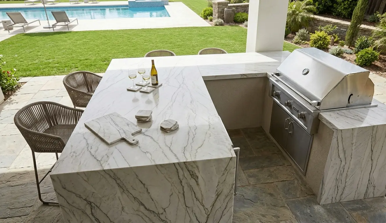 Mont Blanc Quartzite Outdoor Kitchen island