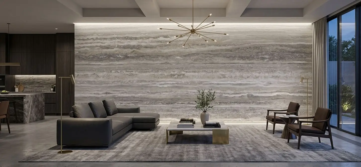 Silver Travertine Slabs | Shop At Nova Tile and Stone
