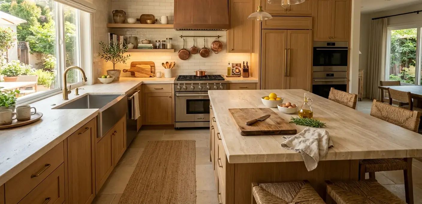 Honed travertine slabs in ivory and cream tones