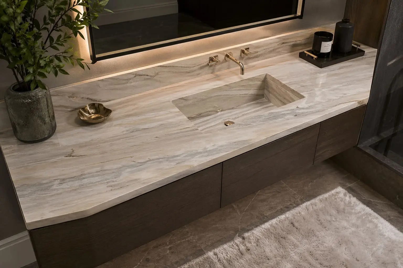 Close-up of Allure Quartzite Polished natural stone veining