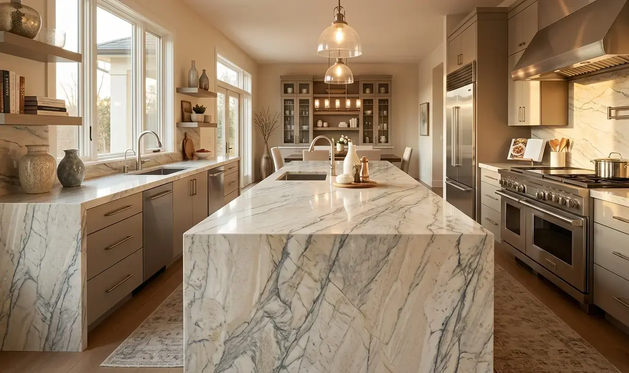 Close-up of Allure quartzite polished slab