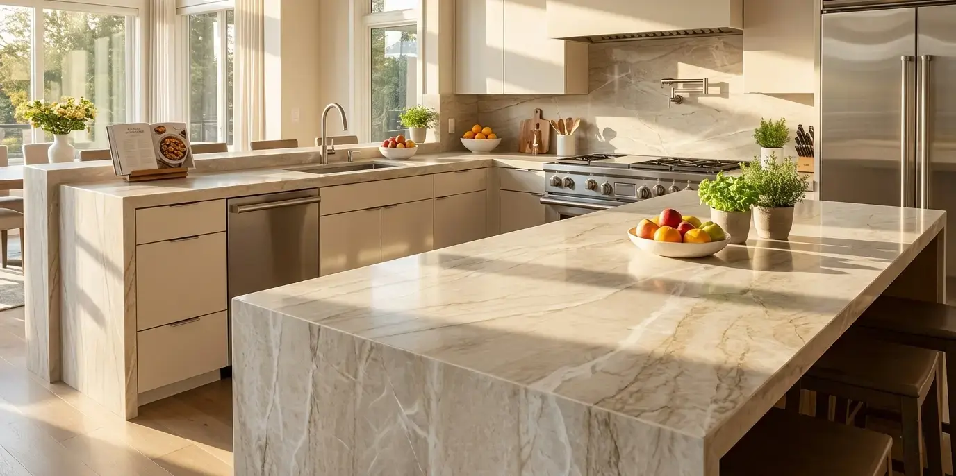 Allure quartzite kitchen countertop island