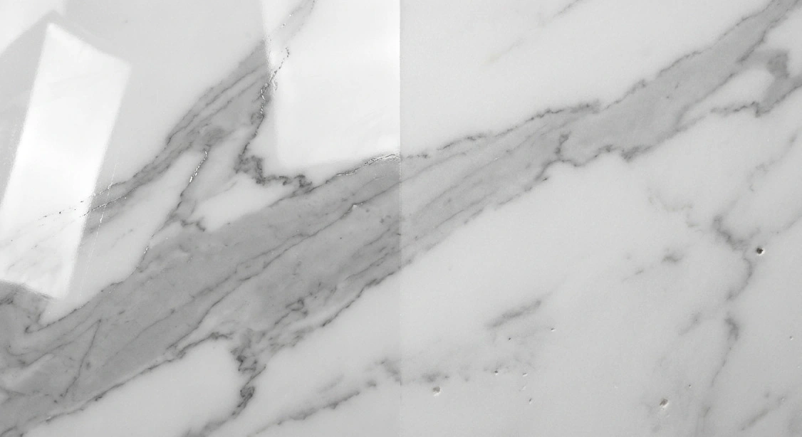 Matte Marble slab veining compared to polished finish detail