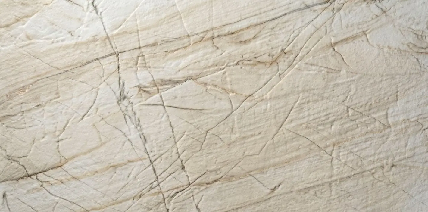 Conceptual rendering of specialty Bianco Superiore quartzite slab at Nova Tile and Stone showroom
