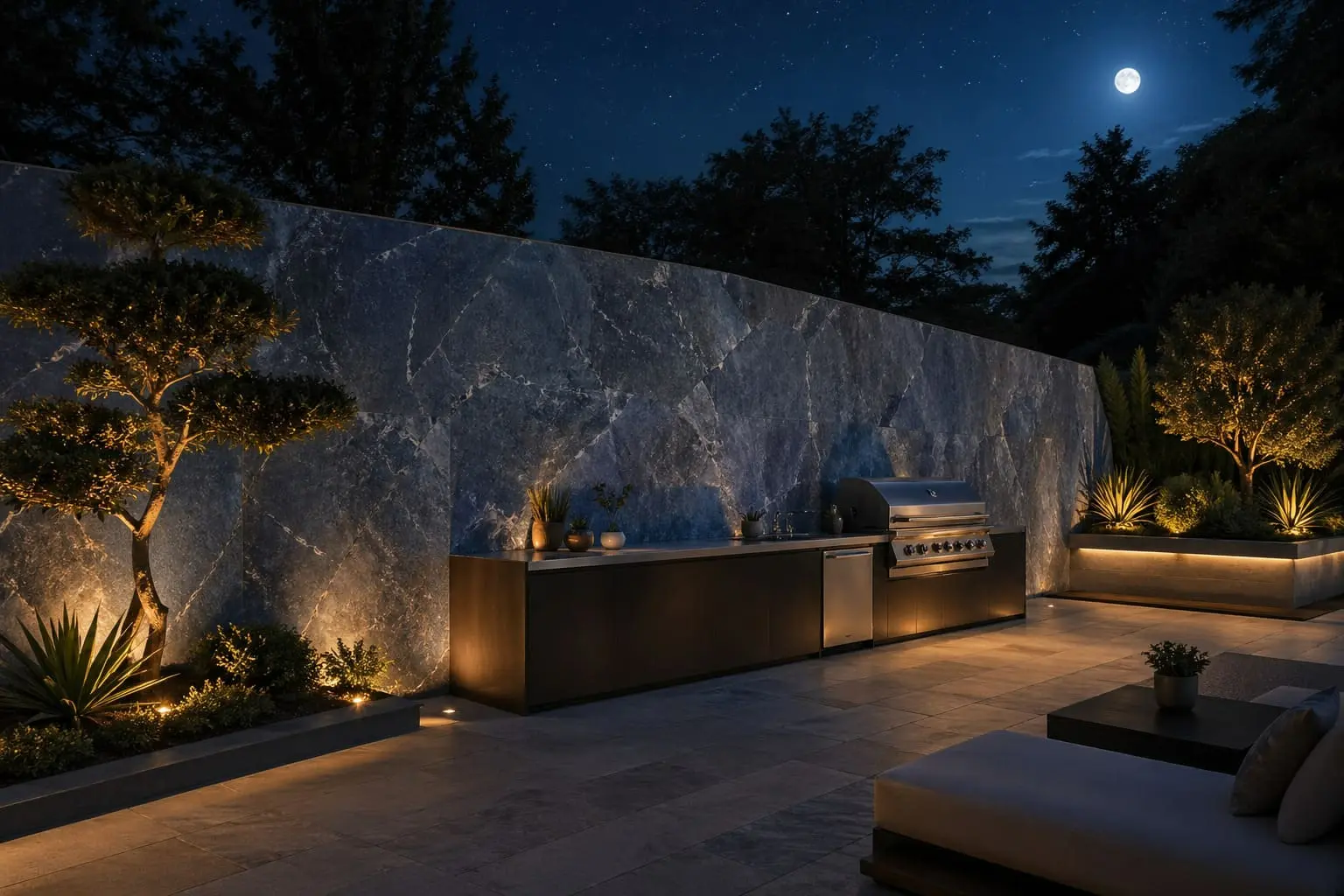 Conceptual rendering of a allure blue quartzite
