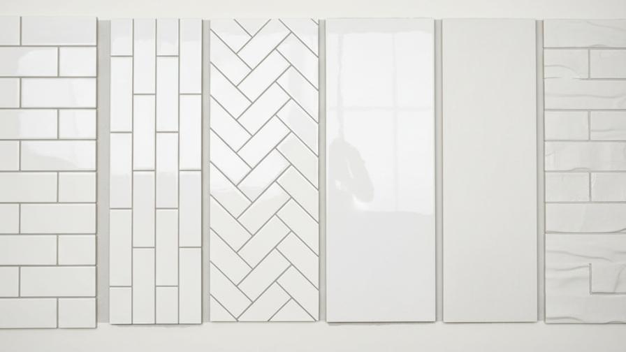 Subway tile pattern samples showing different colors and layouts
