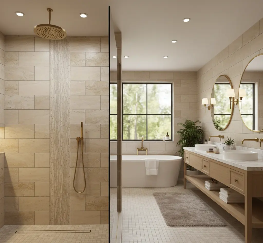Bathroom space with timeless design using subway tiles