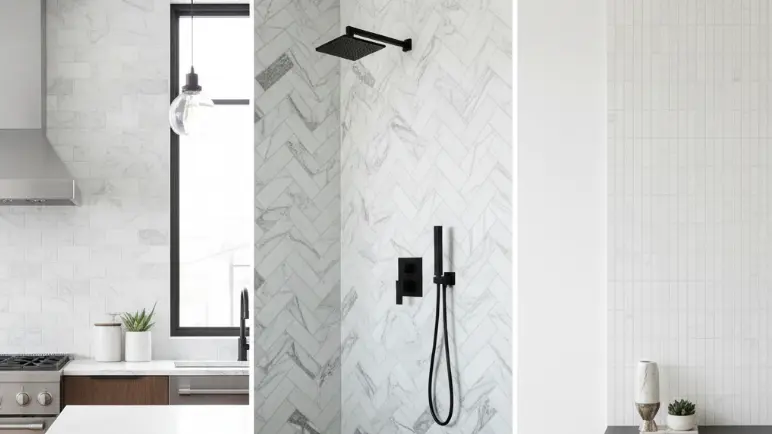 applications of marble subway tile in different spaces